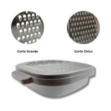 Rallador de Cocina Con Recipiente y Tapa 2 Cuchillas Diferentes de Acero Inoxidable