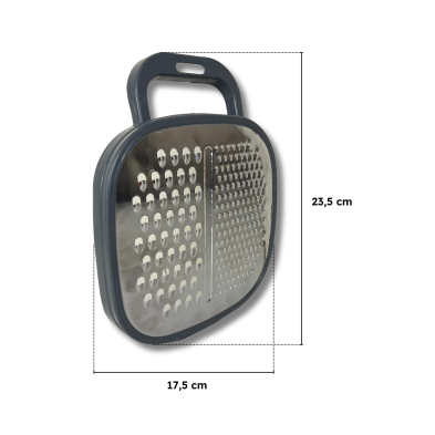 Rallador de Cocina Con Recipiente y Tapa 2 Cuchillas Diferentes de Acero Inoxidable