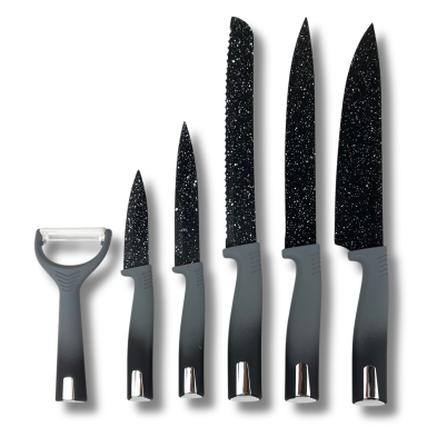 Set 5 Piezas Cuchillos de Cocina en Cerámica y 1 Pelador Negro