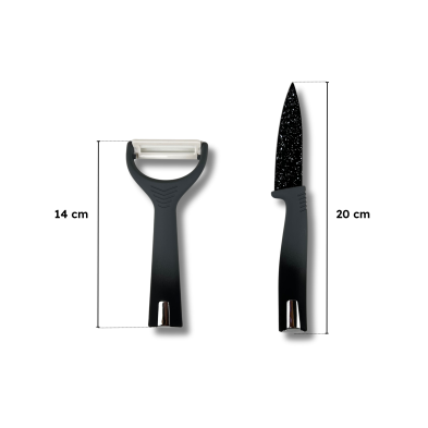 Set 5 Piezas Cuchillos de Cocina en Cerámica y 1 Pelador Negro