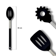 Set 6 Utensilios de Cocina Con Soporte Giratorio Resistente a Altas Temperaturas Negro