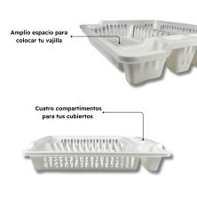 Escurreplatos de Plástico Organizador de Cocina 2 Tamaños Blanco y Gris