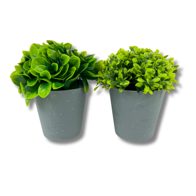 Set 2 Plantas Artificiales en Maceta de Plástico Para Decorar Gris