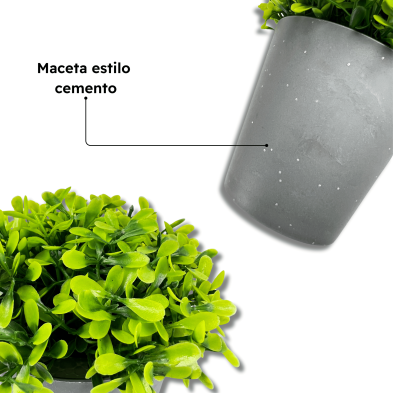 Set 2 Plantas Artificiales en Maceta de Plástico Para Decorar Gris