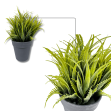 Set 3 Plantas Artificiales en Maceta de Plástico Para Decorar Gris