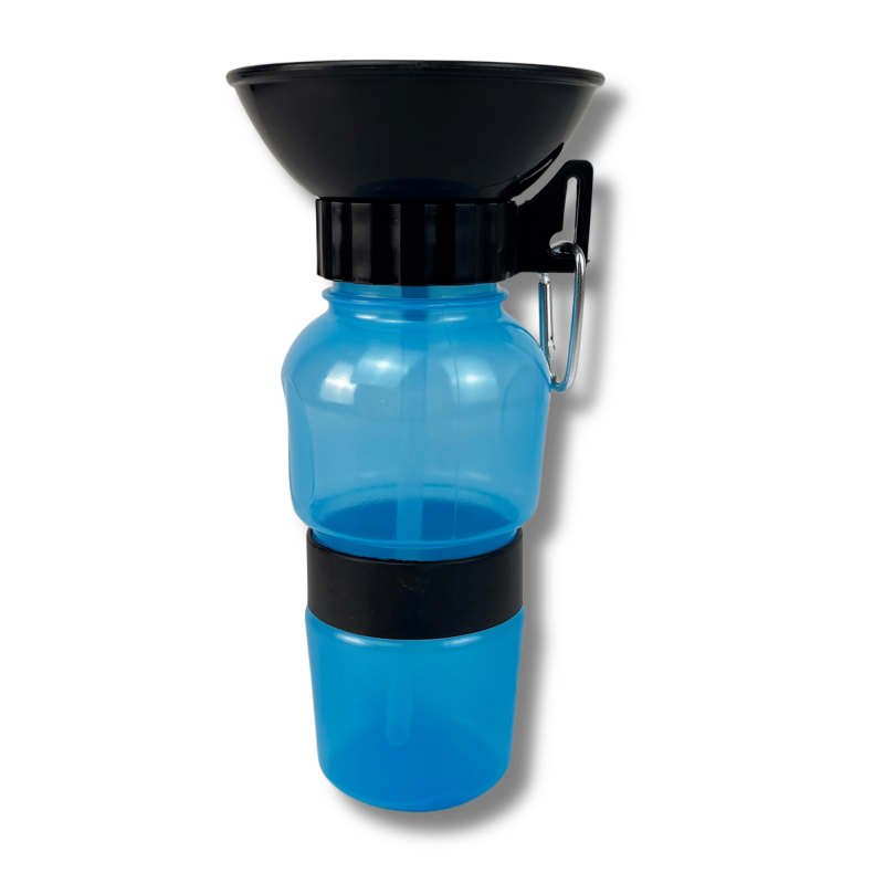 Botella de Agua Portátil Para Mascotas 500ml Azul y Negro