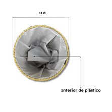 Maceta Tejida de Cuerda Con Interior de Plástico Colores Gris Marrón y Blanco