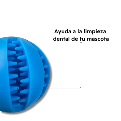 Pelota de Silicona Resistente Para Mascota de 5,5cm Con Dispensador de Comida Azul Rojo y Verde