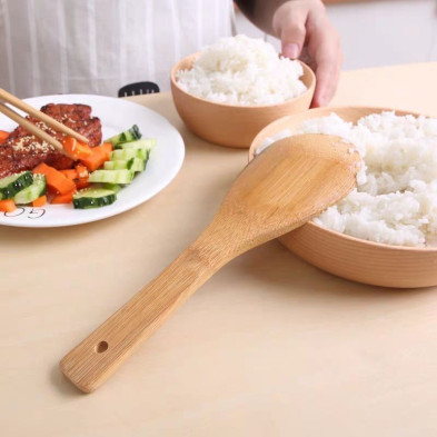 Set Utensilios y de Cocina Con Soporte en Madera de Bambú Apto Para Todas las Ollas y Sartenes